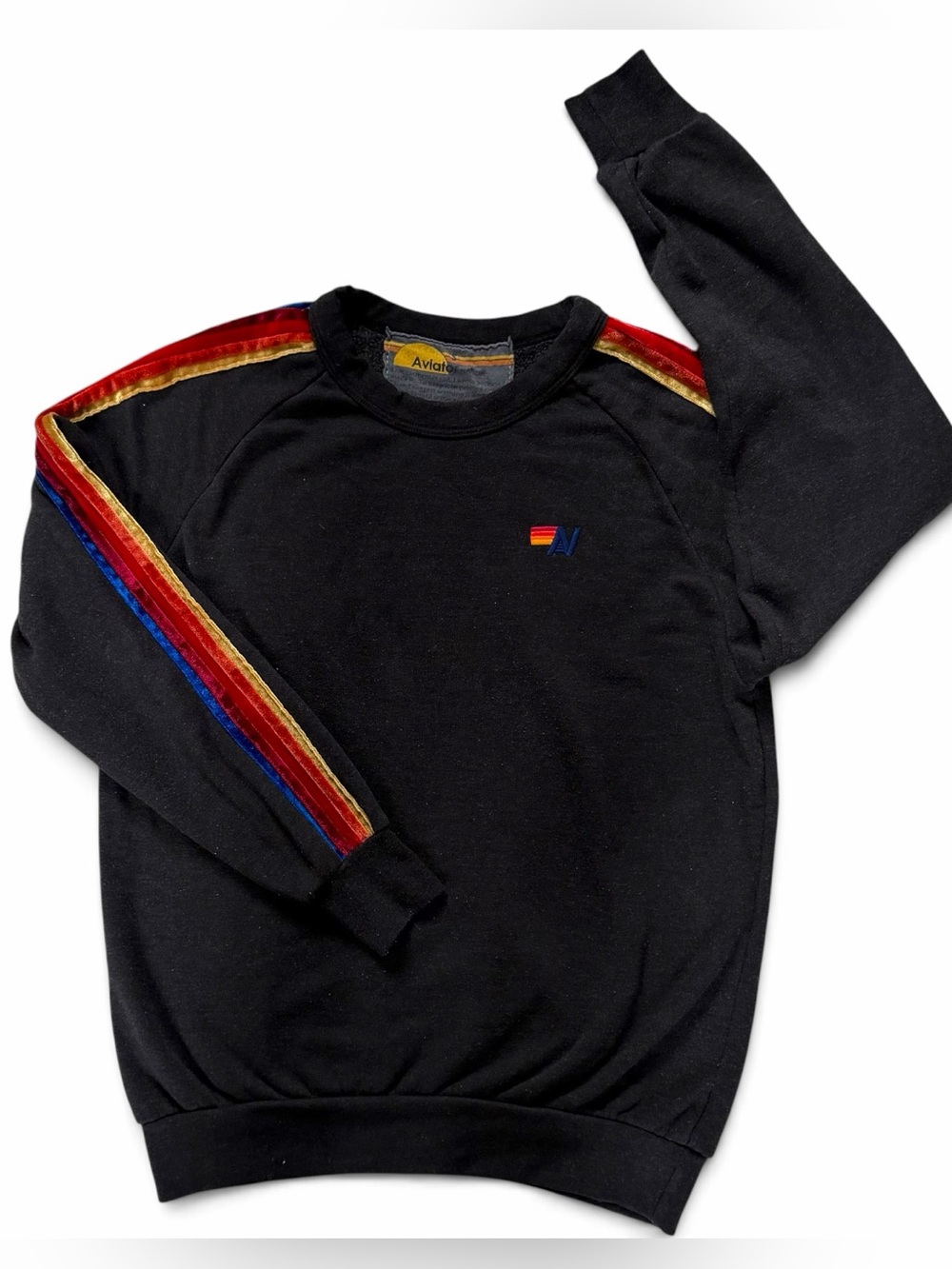 Aviator Nation Classic Velvet 5 Stripe Black
Crewneck Sweatshirt S, Atheisure